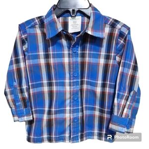 Wonderkids Toddler Boys Plaid Collared Button Down Dress Shirt, Size 18M